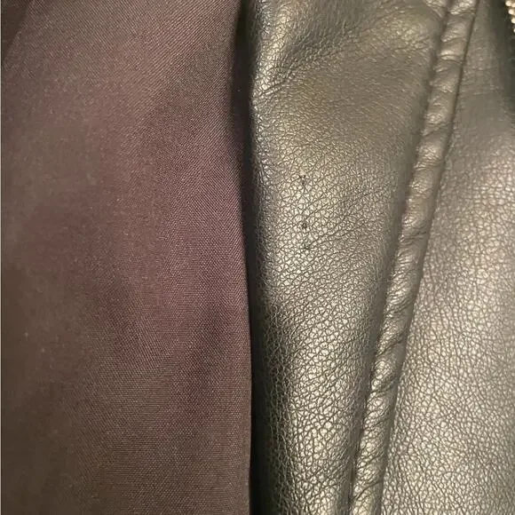 Zara kids black faux leather biker jacket size 10 unisex